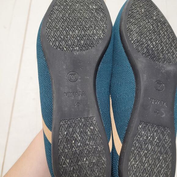 Vivaia Vienna pointy knit flats slip on marine blue V cut - Picture 6 of 8
